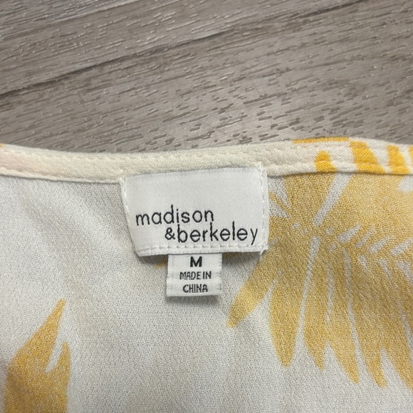 Madison & Berkeley White and Yellow Leaf Print Blouse - Picture 2 of 3